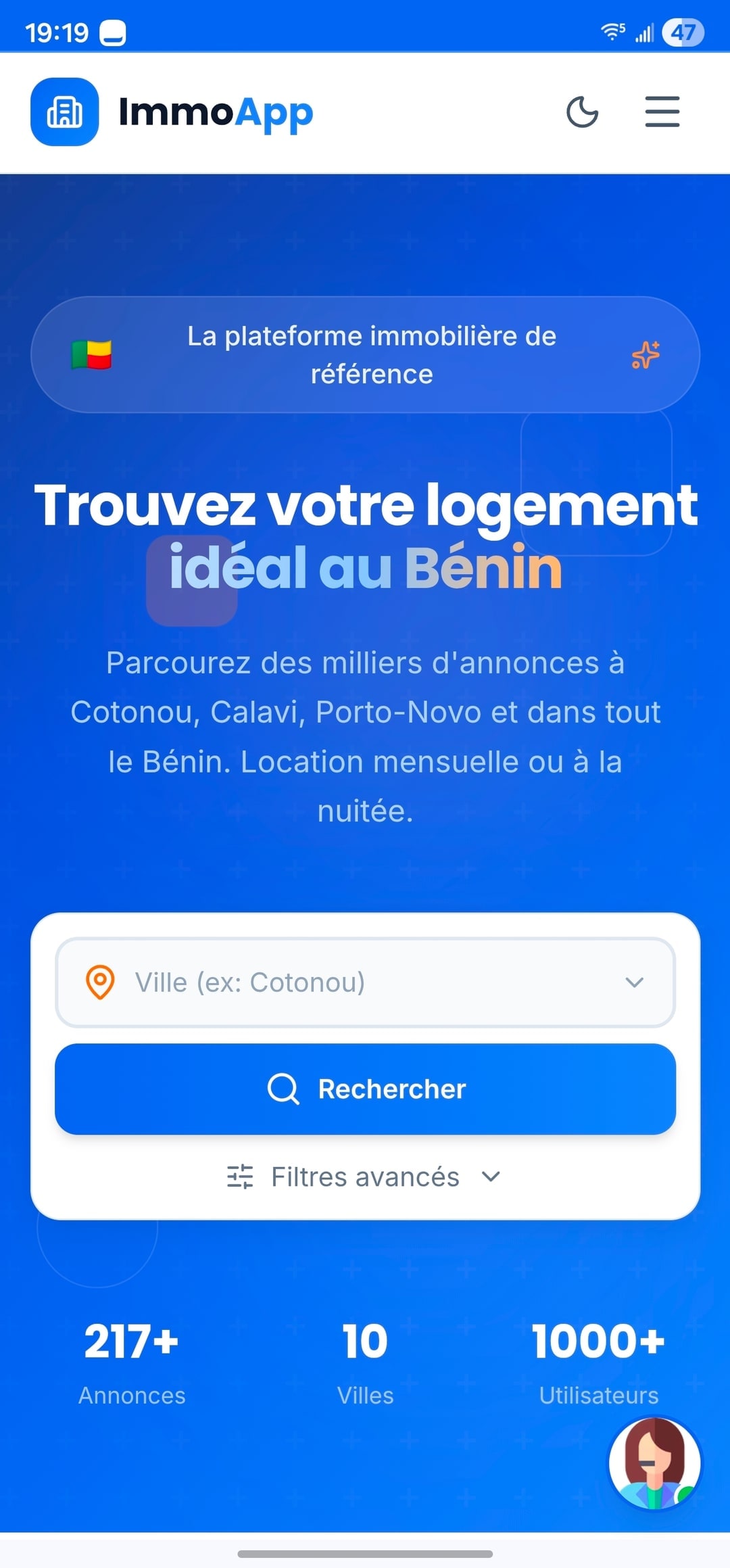 ImmoApp — Page d'accueil